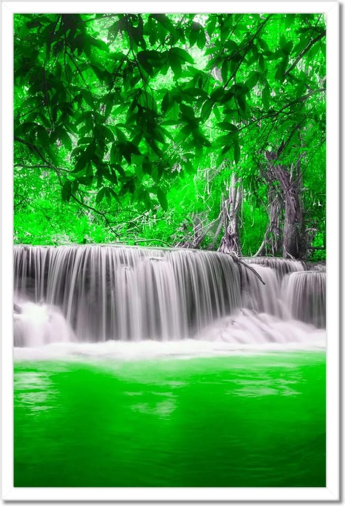 Poszterek keretben 40x60 Zöld vízesés Kaszkád