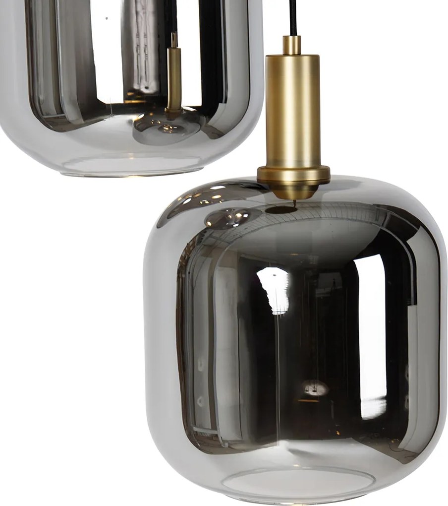 Függőlámpa fekete arannyal és füstüveggel, 3 PUCC izzóval - Zuzanna