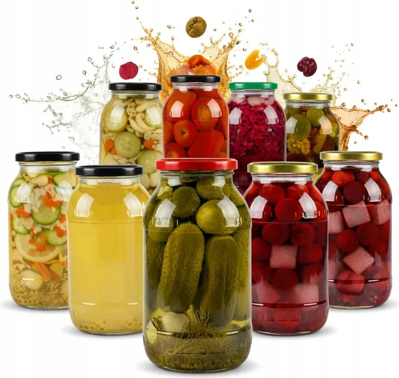 9 db Üveg Befőttesüveg 2L Befőttesüveg Méz Tinktúra Üveg Tároló 9x