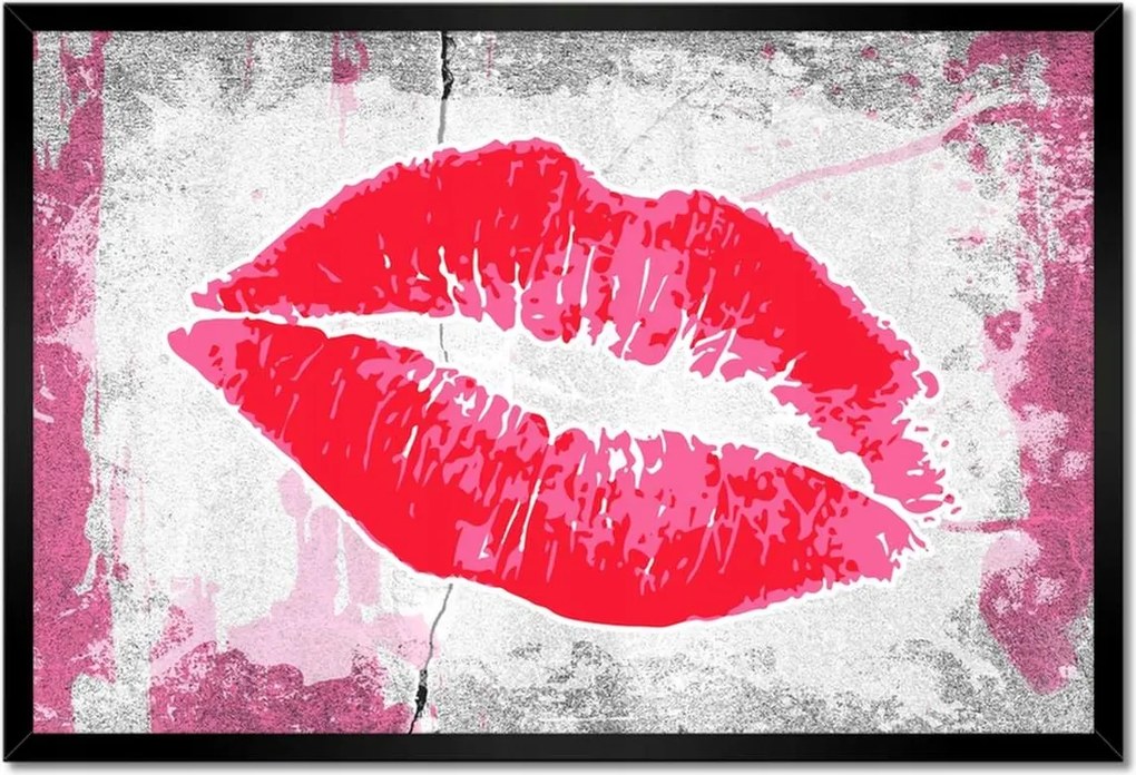 Poszter keretben 60x40 Száj, mint málna Ajkak