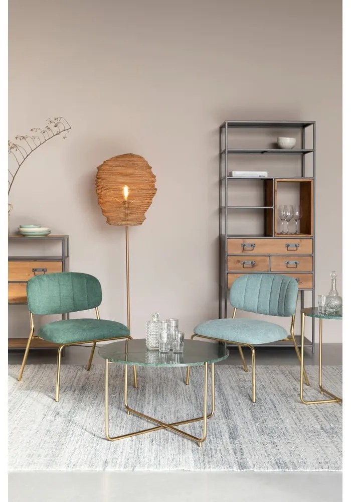 Zöld-aranyszínű kerek dohányzóasztal márvány asztallappal ø 70 cm Timpa – White Label