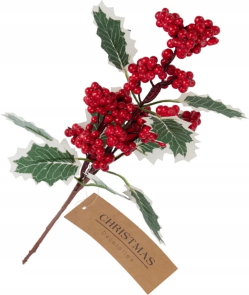 Karácsonyi Ág Csokor Dekoráció 30cm Magyal Piros