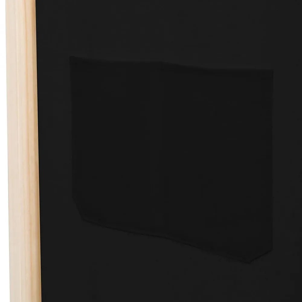 fekete 6-paneles szövetparaván 240 x 170 x 4 cm