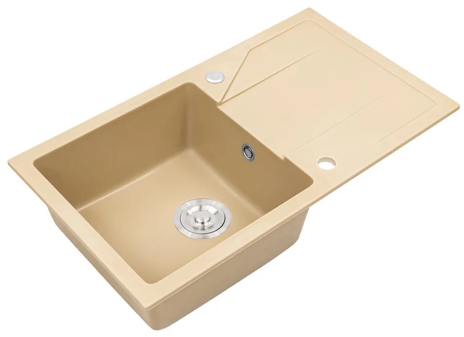 Gori szögletes egy medence + csepegtető gránit mosogató szifonnal bézs