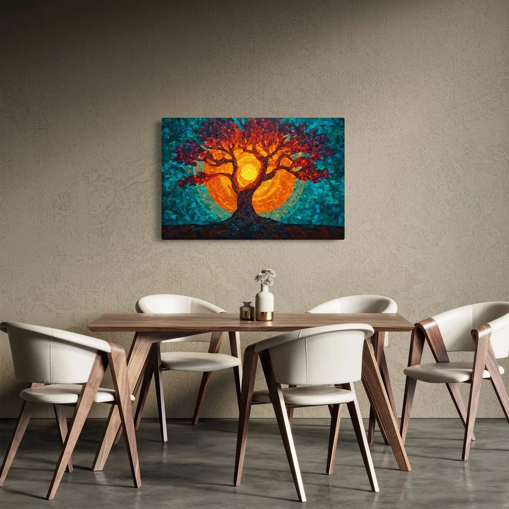 Kép - Az élet fája és a nap mozaikban (90x60 cm)