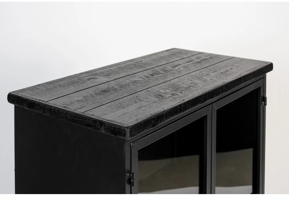 Fekete fém tálalószekrény 65x105 cm Ferre – White Label