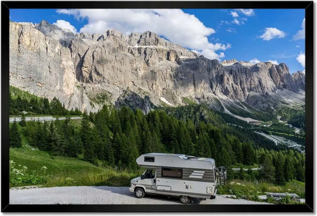 Poszterek keretben 60x40 Utazás lakóautóval a hegyekbe