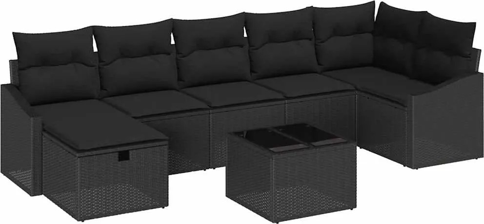 vidaXL Kanapé Szett párnával tárolóval 8 pcs polirattan
