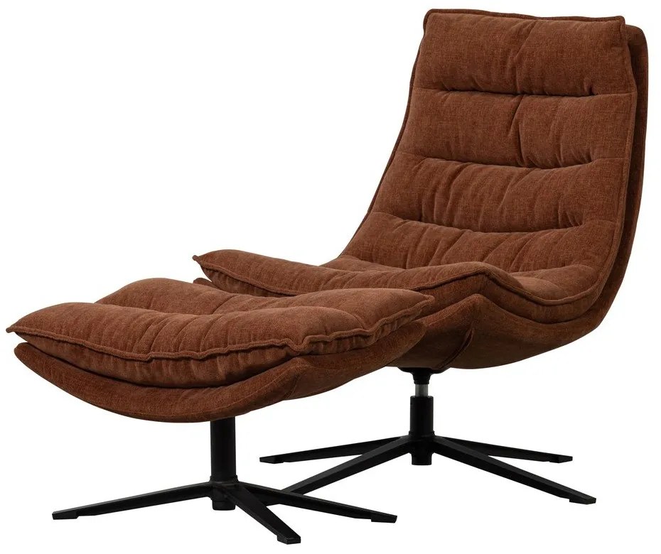 Barna forgó zsenília fotel lábtartóval Kube – WOOOD