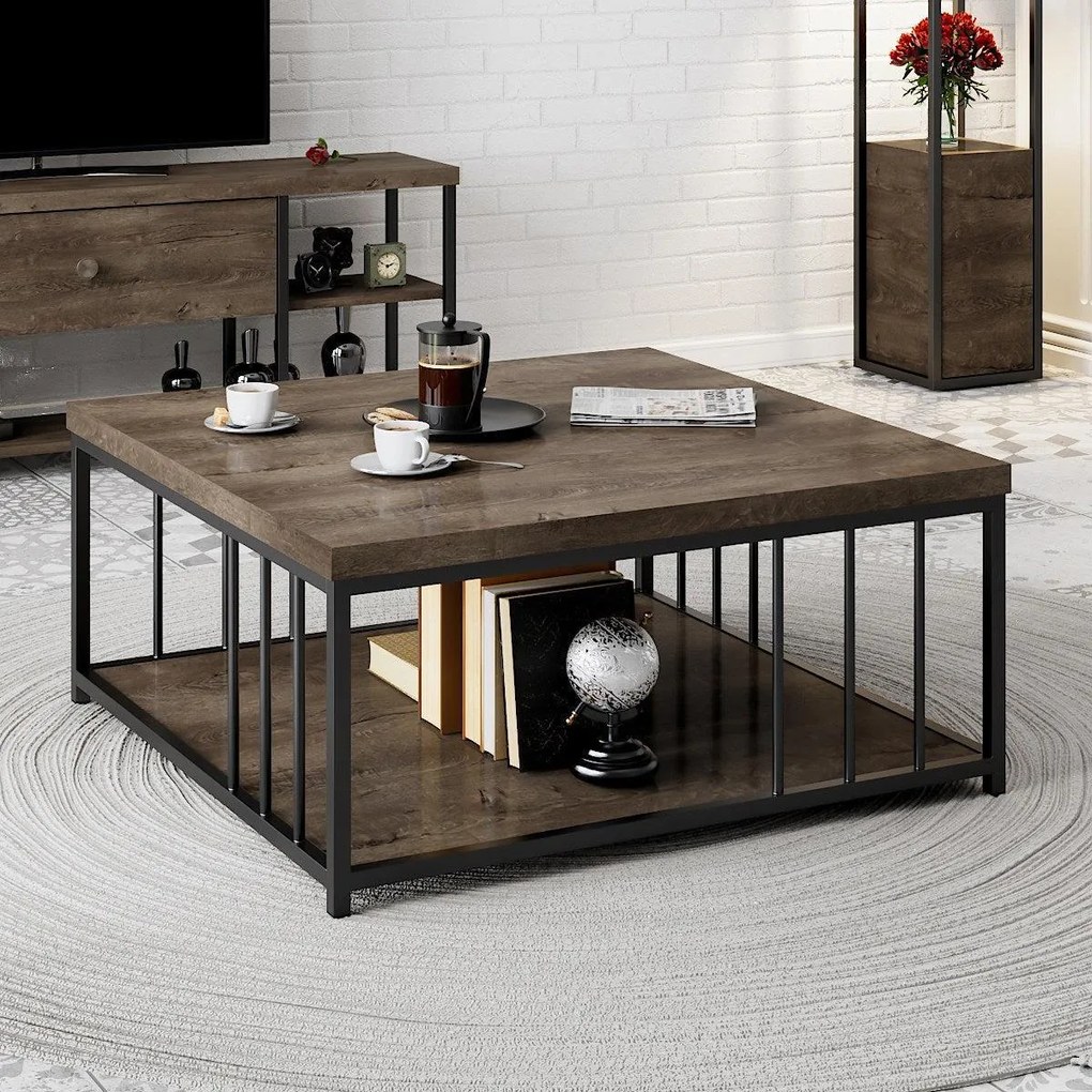 Dohányzóasztal Zenn - Walnut, Black