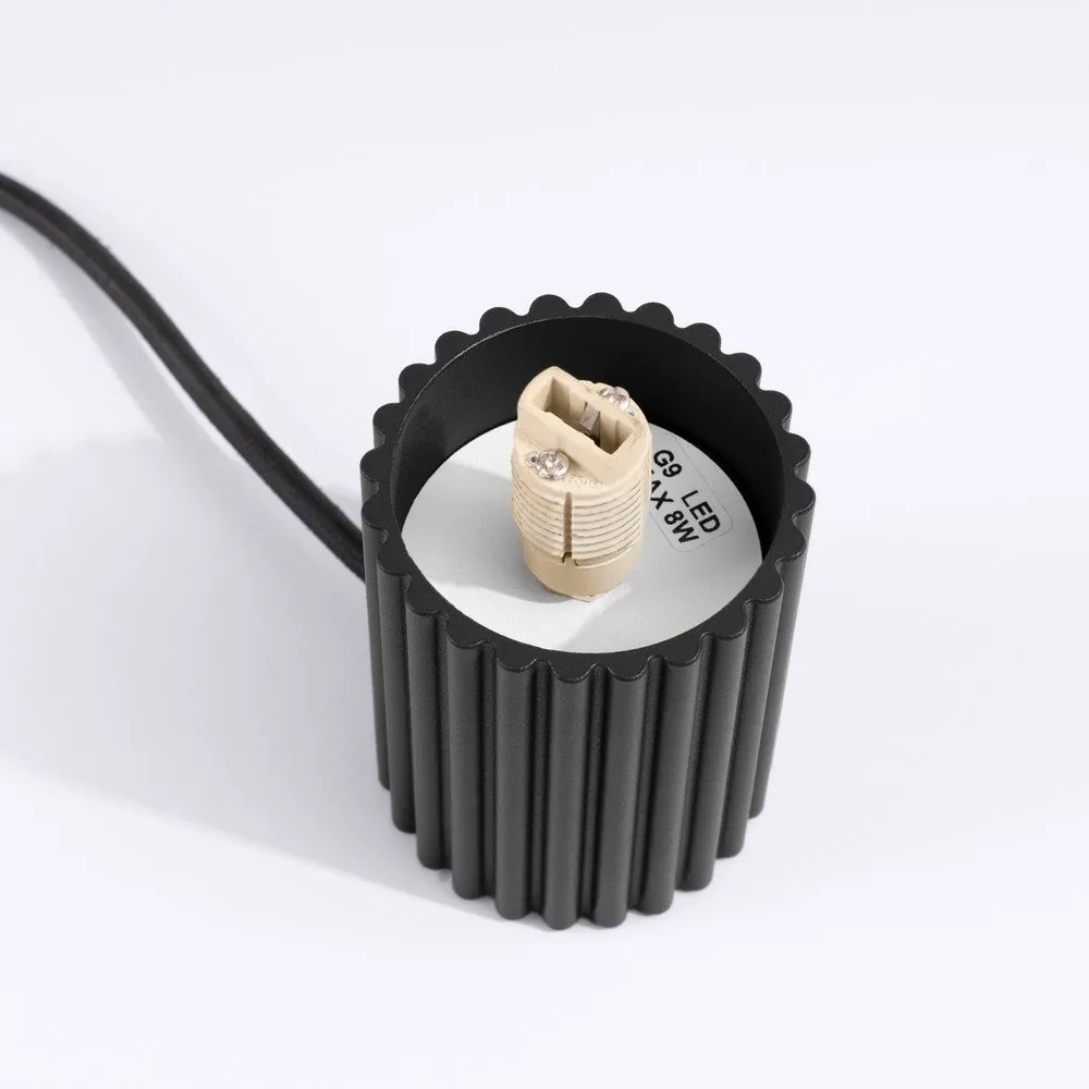 Fekete asztali lámpa üveg búrával (magasság 19 cm) Orbital – Sollux