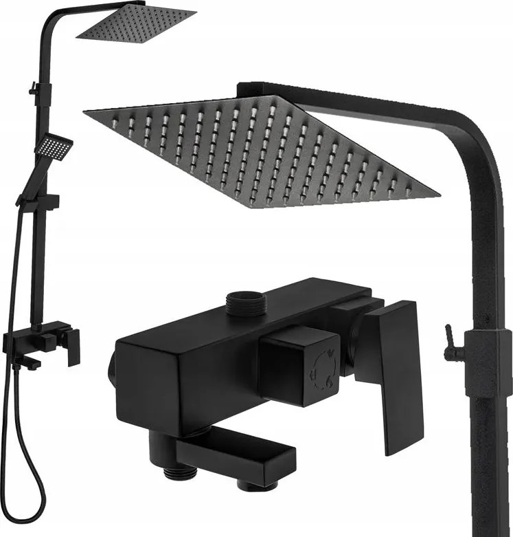 Zuhany csaptelep Fekete matt Zuhanyszett Esőztető 20 x 20 cm