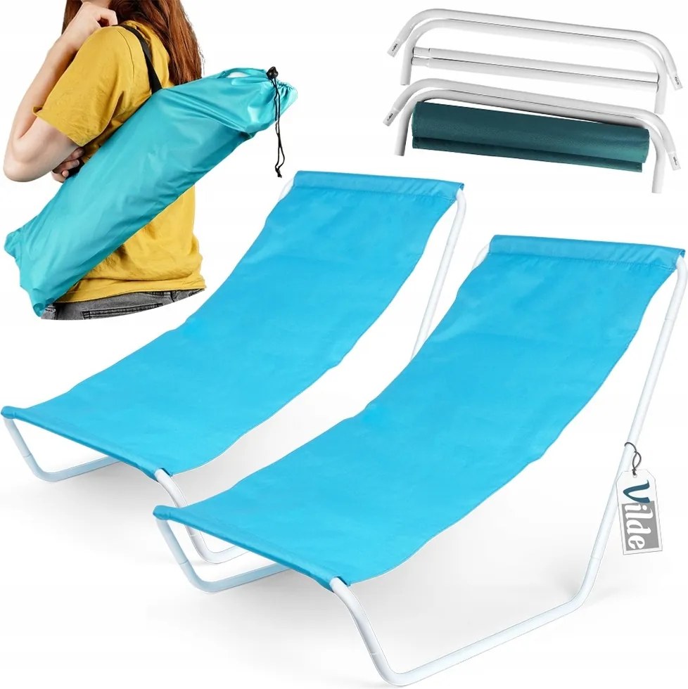 2x Kerti Strand Napozóágy kemping összecsukható hordozható fotel