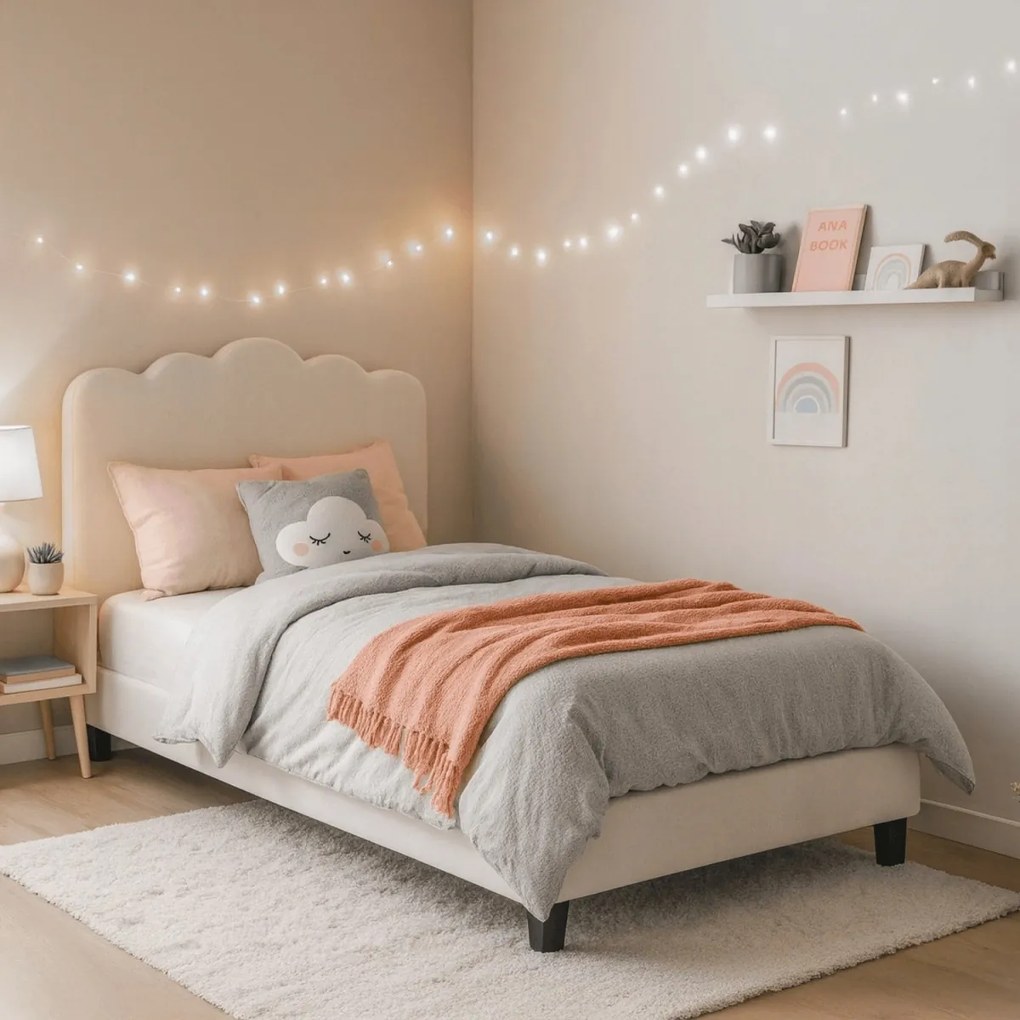 CRATER 120×200 cm franciaágy krém színű szövettel