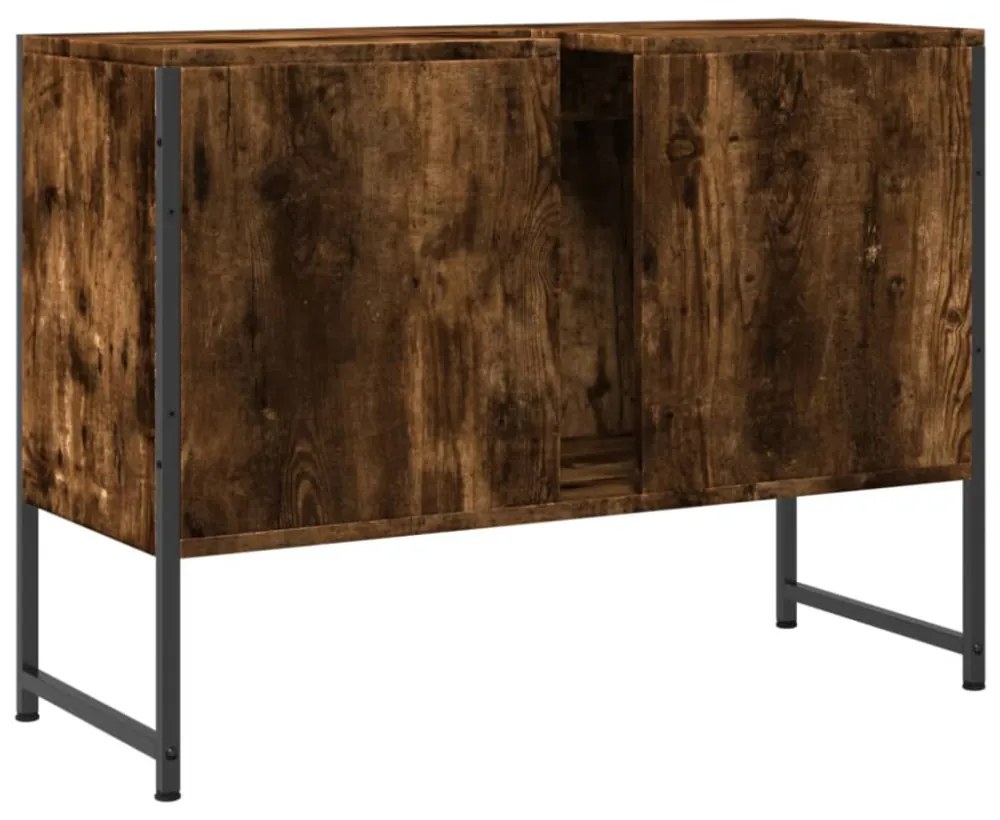 füstös tölgy szerelt fa fürdőszobai mosdószekrény 80x33x60 cm