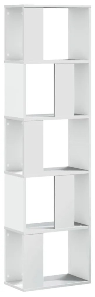 5 szintes fehér szerelt fa könyvespolc 45 x 23,5 x 162,5 cm