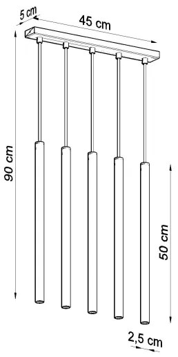 Sollux SL.1198 - Csillár zsinóron PASTELO 5xG9/8W/230V arany