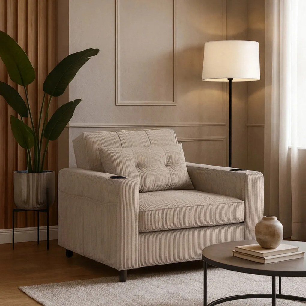 Dönthető fotel bézs kord kárpittal – SOLOR