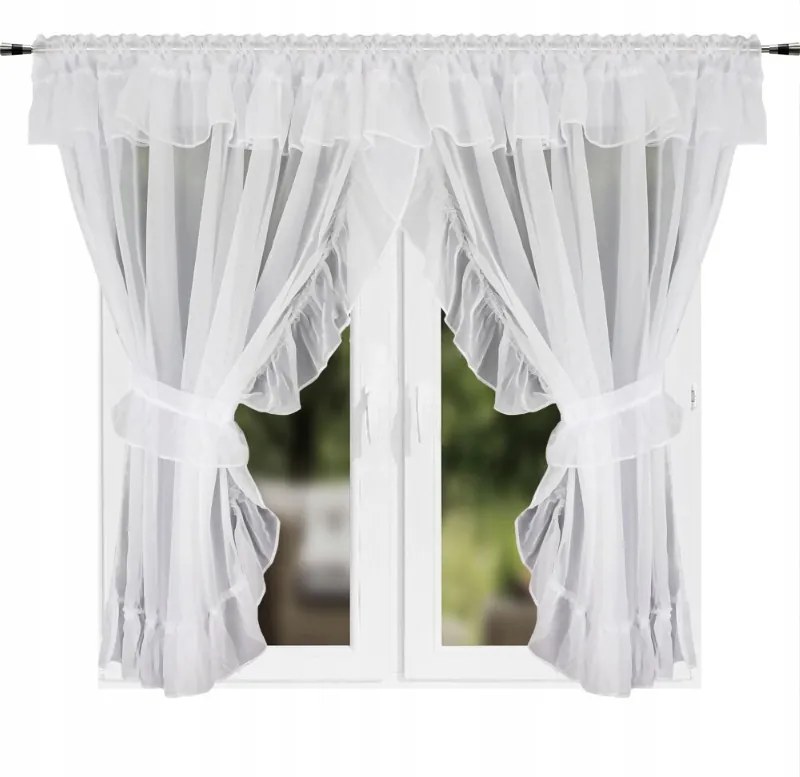 Kész Függöny Fodros Karnis 400 x 160 cm Szalag Fehér