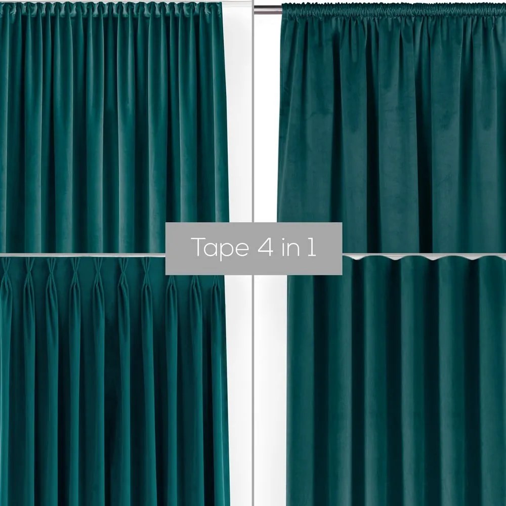 Petróleumkék bársony dimout (részleges sötétítő) függöny 265x250 cm Velto – Filumi