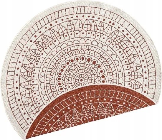 Boho kerek szőnyeg, krémvörös Porto 140 cm