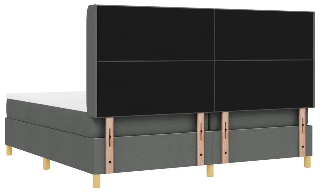 Boxspring Ágy Mattal és LED Fényekkel Sötétszürke 200x200 cm Szövet