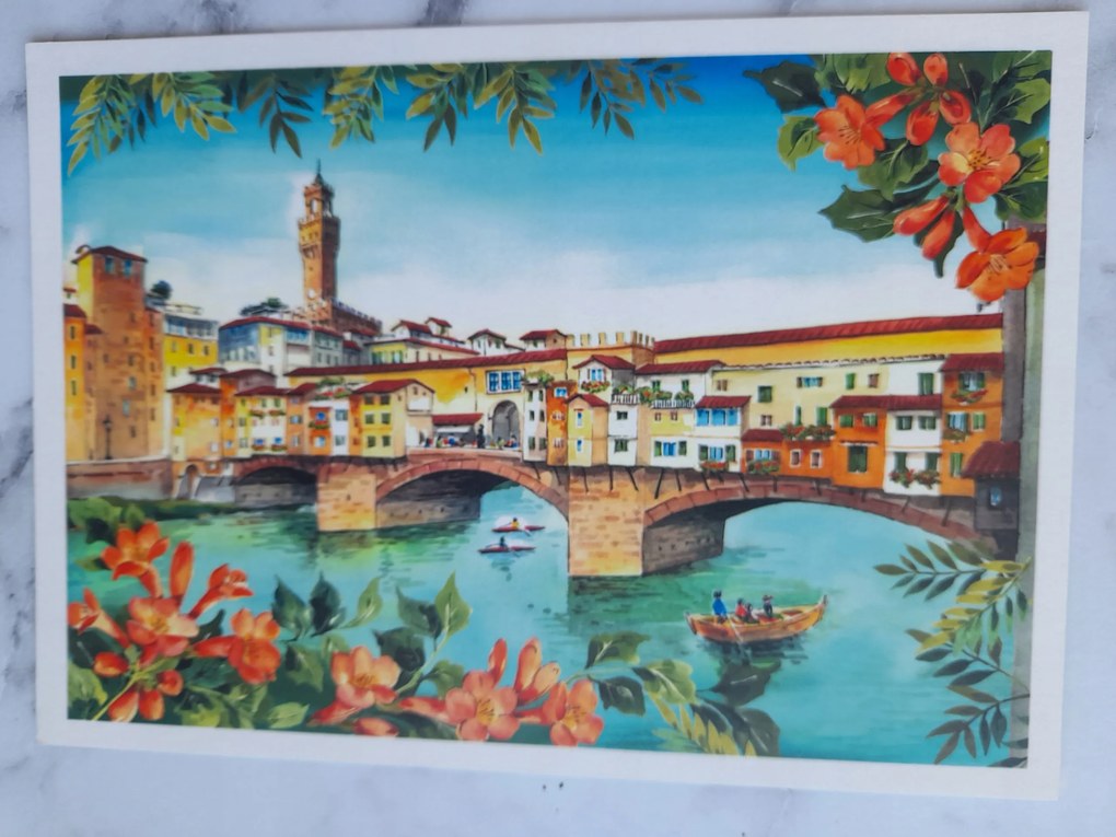 Grafika Keret Olaszország Italia Firenze Ötvösök Híd