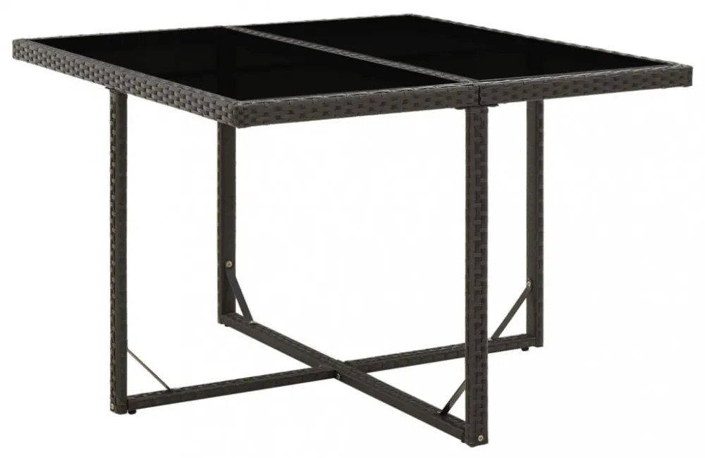 fekete polyrattan és üveg kerti asztal 109 x 107 x 74 cm