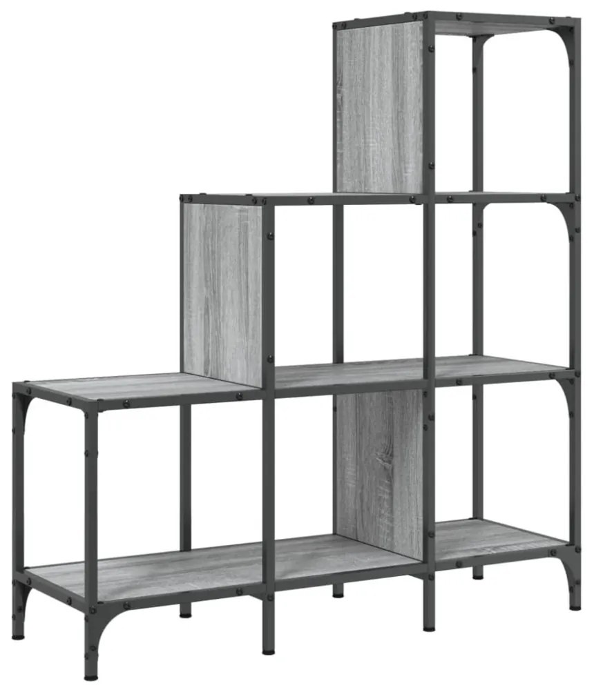 szürke sonoma szerelt fa és fém könyvszekrény 92 x 30 x 102 cm