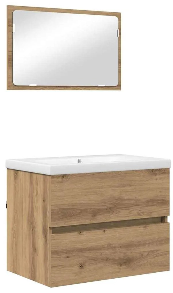 Fürdőszoba bútor szett 3 pcs kézműves tölgy 60 x 38.5 x 45 cm