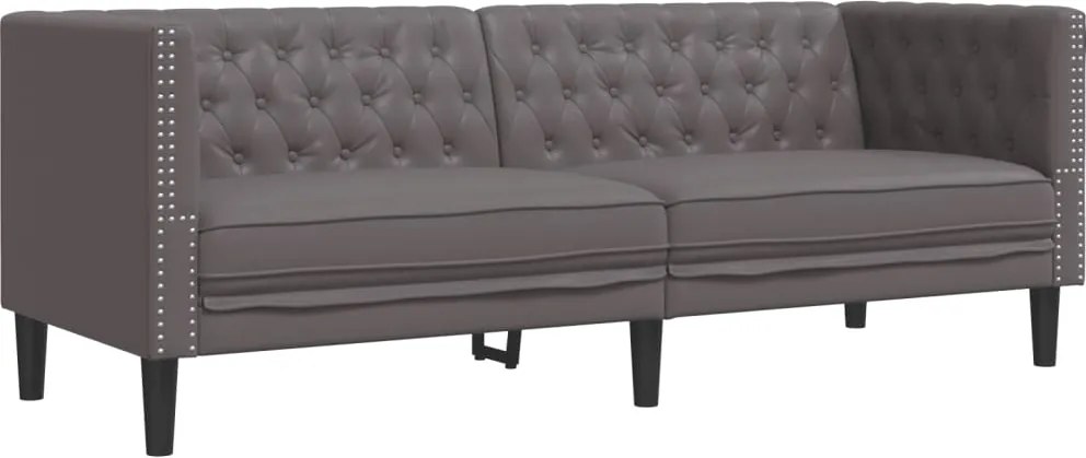 vidaXL 3 személyes szürke műbőr Chesterfield kanapé