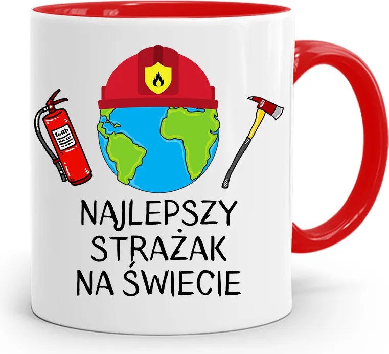 Piros Bögre Tűzoltónak Legjobb Tűzoltó nyomott mintával