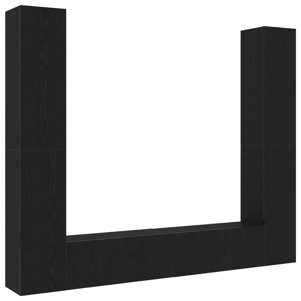 TV szekrény 6 pcs Fekete 80 x 30 x 30 cm Faanyag