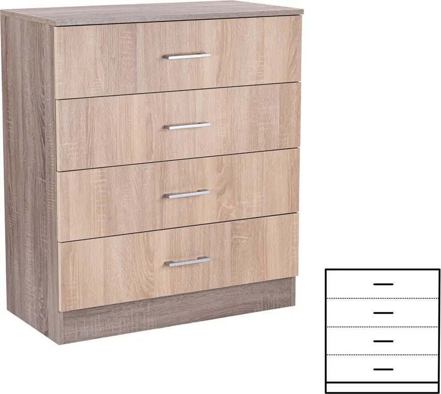 Miami komód 4 fiókos 80x92 cm sonoma tölgy-yorki tölgy