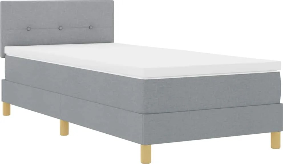 vidaXL LED Box Spring Ágy matracmal Világosszürke 90 x 190 cm szövet