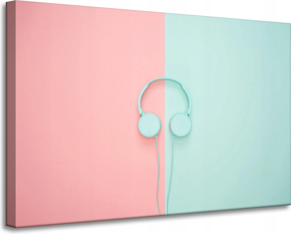 Vászonkép Zene Fejhallgató Kétszínű Pasztell színek 90x60