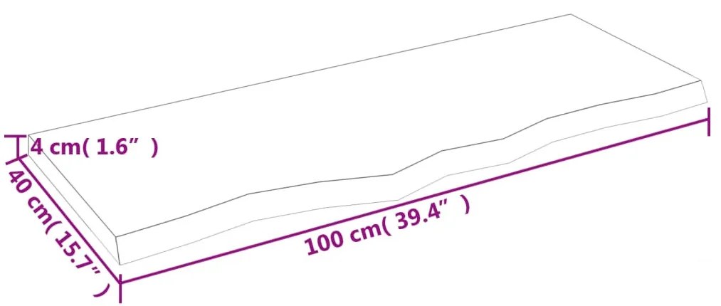 kezeletlen tömör tölgyfa fali polc 100x40x(2-4) cm