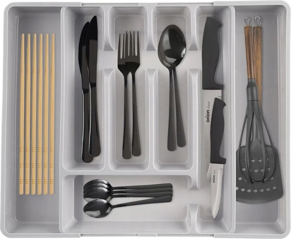 Evőeszköztartó Betét Fiókhoz Állítható Szürke Konyhai