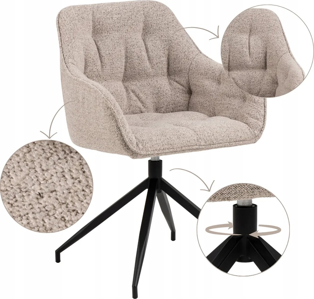 Kényelmes Bézs Forgószék A Nappali Étkezőjébe kárpitozott háttámlával