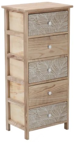 Komód LUIZA 5 fiókkal - boho design, 40 x 29 x 90 cm, 40 x 29 x 90 cm