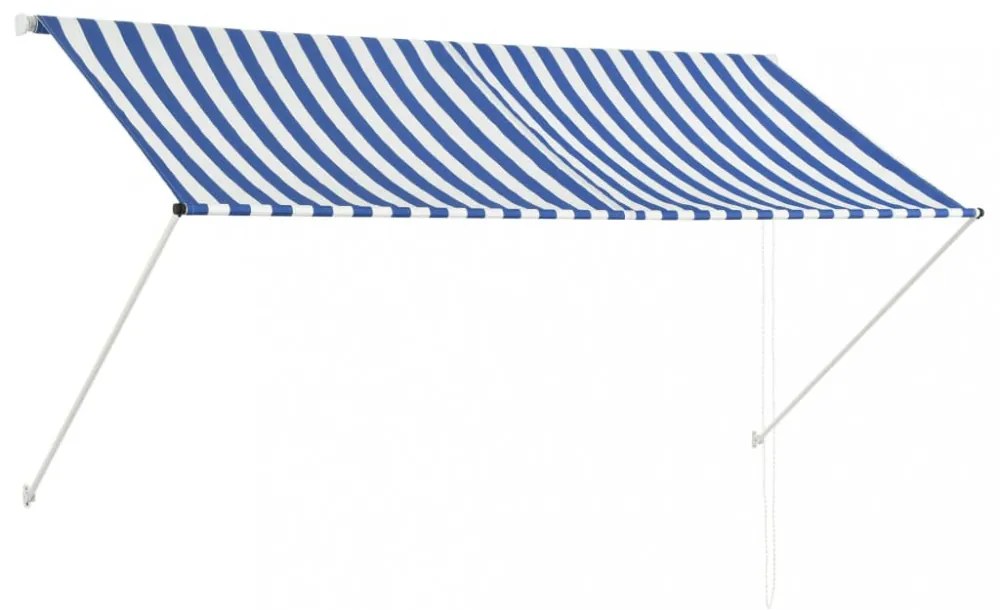 feltekerhető kék és fehér napellenző 250 x 150 cm