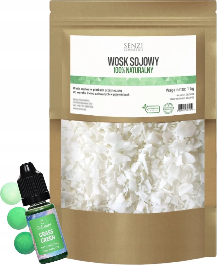 Szójaviasz Öntött gyertya 1kg Zöld Fűszeres Festék Ajándék