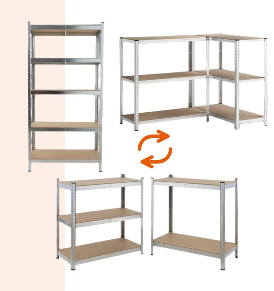 HEAVY nagy teherbírású polc, max. 875kg, 90x40x180cm, ezüst Jurhan
