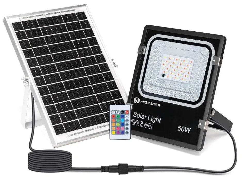 Aigostar B.V. Aigostar - LED RGB Dimmelhető napelemes reflektor LED/50W/3,2V IP66 + távirányító AI1854