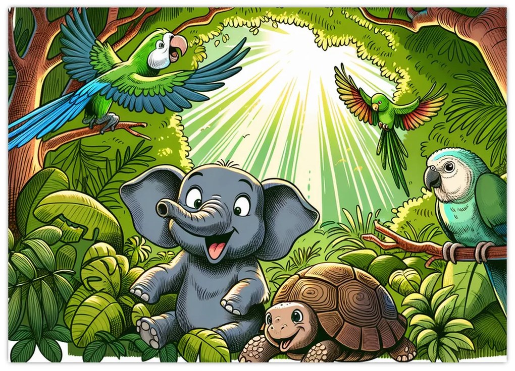 Kép - Vidám állatkák (70x50 cm)