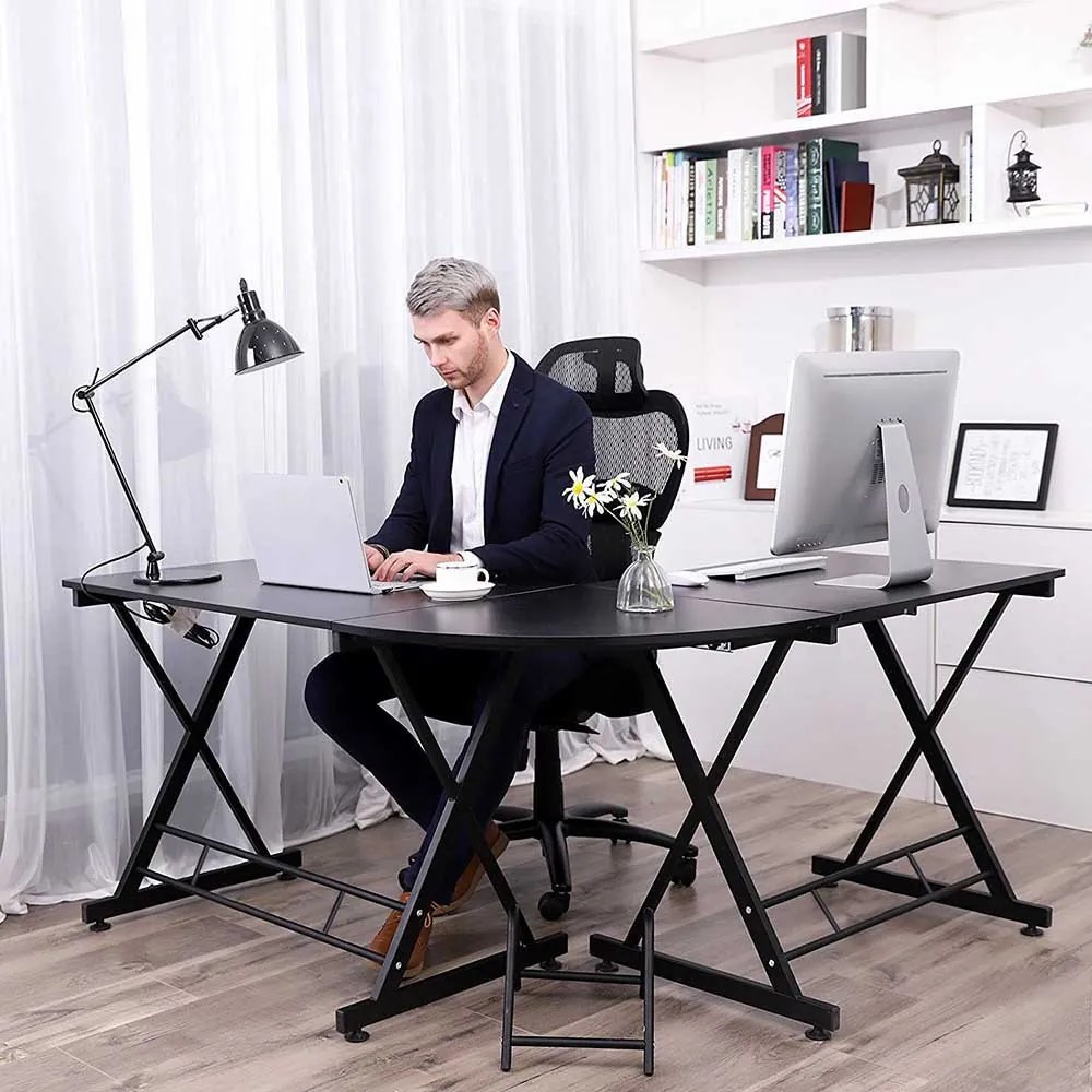 L alakú íróasztal-fekete