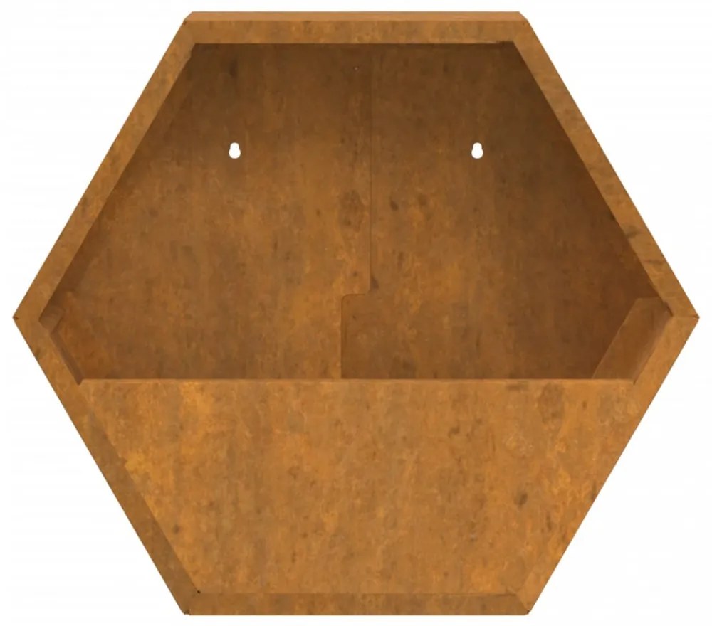 2 db rozsda színű corten acél fali növénytartó 46 x 10 x 40 cm