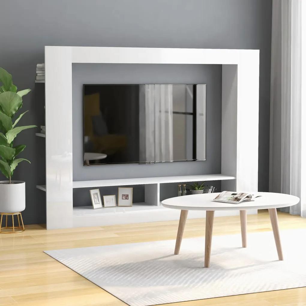 vidaXL magasfényű fehér forgácslap TV-szekrény 152 x 22 x 113 cm