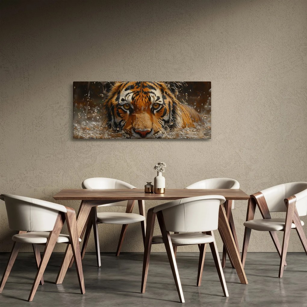 Kép - Portré egy tigris a vízben (120x50 cm)