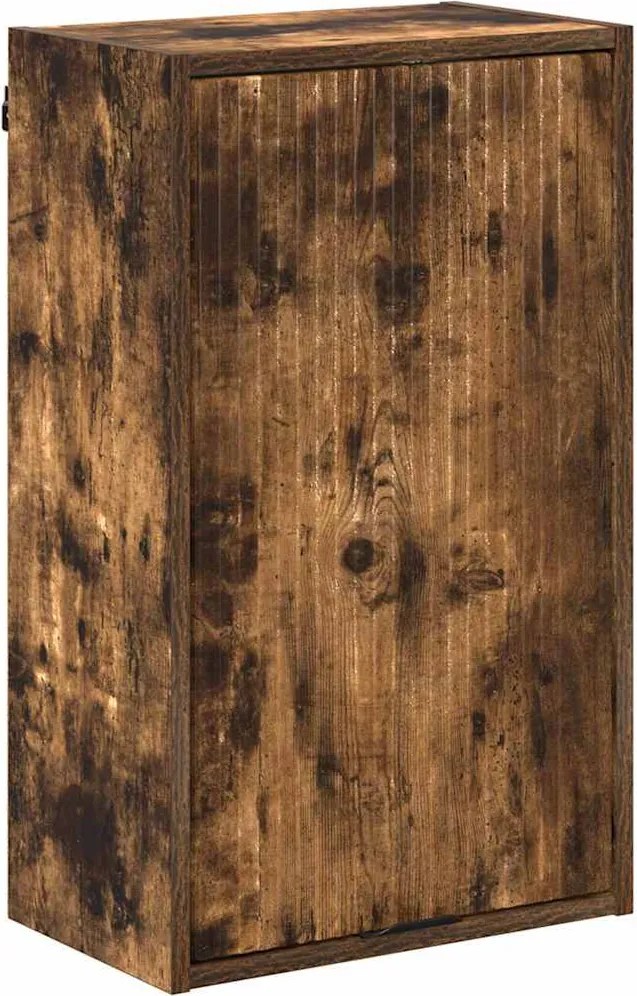 vidaXL Fürdőszoba Székény tárolóval Füstölt tölgy 39 x 23,5 x 65 cm
